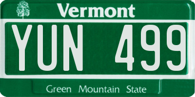 VT license plate YUN499