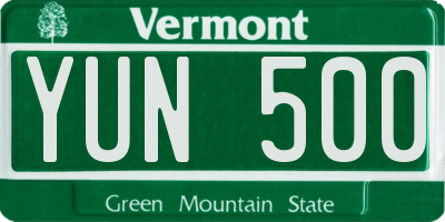 VT license plate YUN500