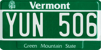 VT license plate YUN506