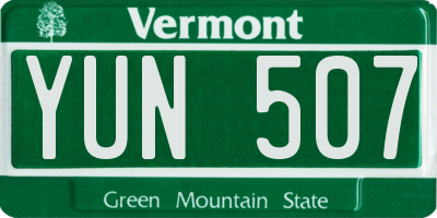 VT license plate YUN507