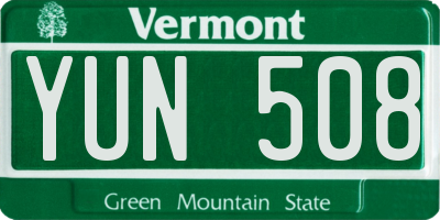 VT license plate YUN508