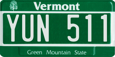 VT license plate YUN511