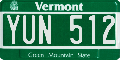 VT license plate YUN512