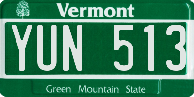 VT license plate YUN513