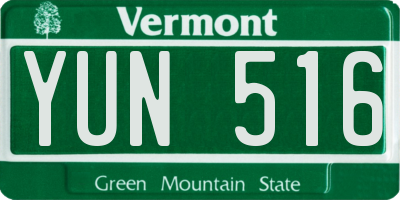 VT license plate YUN516