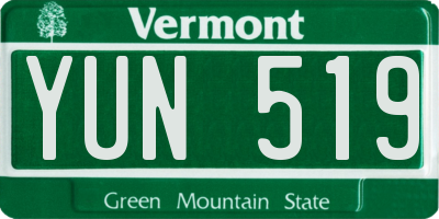 VT license plate YUN519
