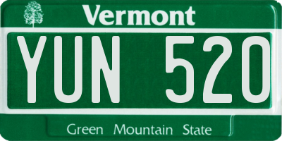 VT license plate YUN520