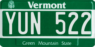 VT license plate YUN522