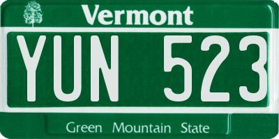 VT license plate YUN523