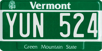 VT license plate YUN524