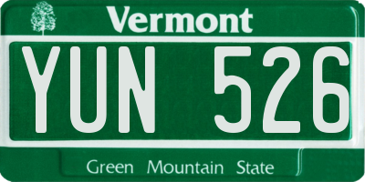 VT license plate YUN526