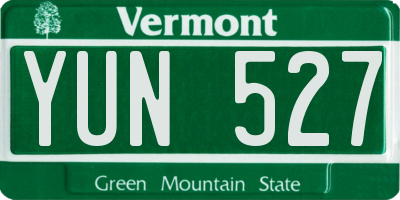 VT license plate YUN527