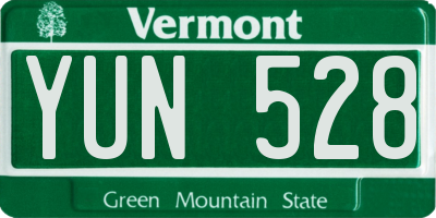 VT license plate YUN528