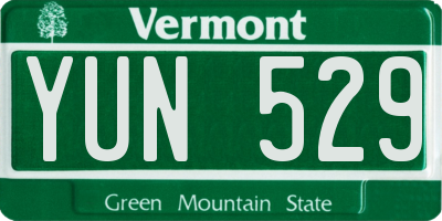 VT license plate YUN529