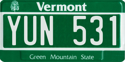 VT license plate YUN531