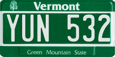 VT license plate YUN532