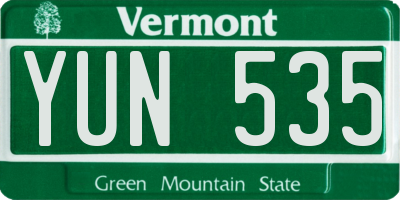 VT license plate YUN535