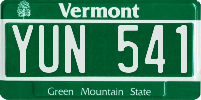 VT license plate YUN541