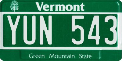 VT license plate YUN543