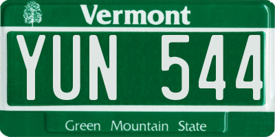 VT license plate YUN544
