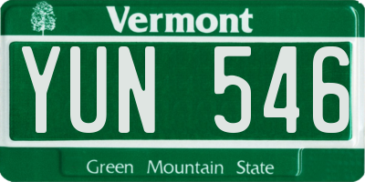 VT license plate YUN546