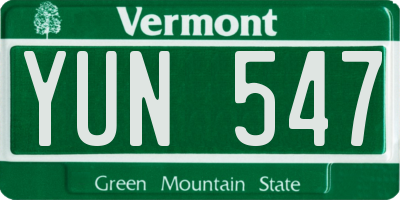 VT license plate YUN547