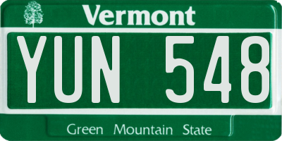 VT license plate YUN548