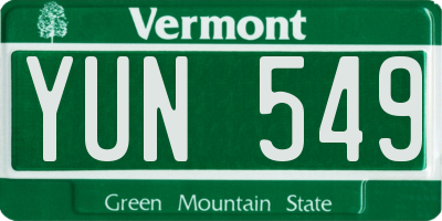 VT license plate YUN549