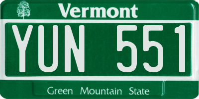 VT license plate YUN551