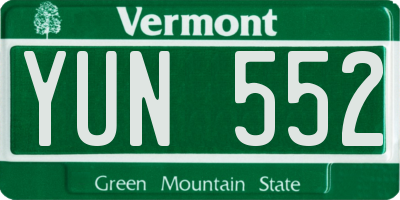 VT license plate YUN552