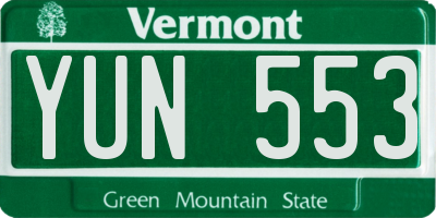 VT license plate YUN553