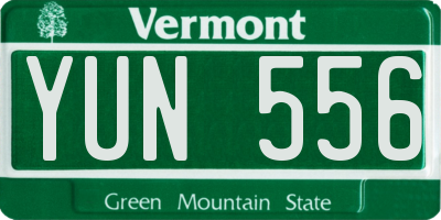 VT license plate YUN556