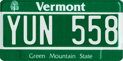 VT license plate YUN558
