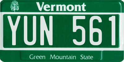 VT license plate YUN561