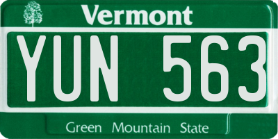 VT license plate YUN563