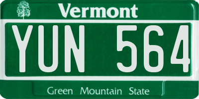 VT license plate YUN564