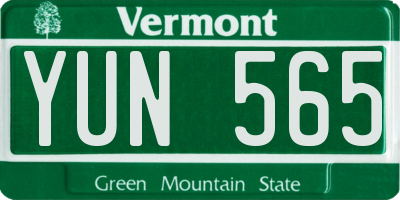 VT license plate YUN565
