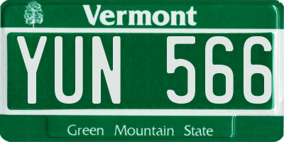 VT license plate YUN566