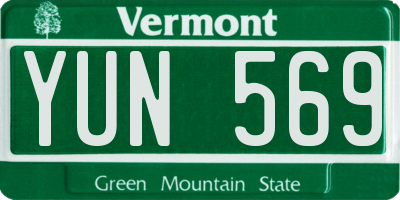 VT license plate YUN569