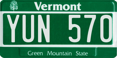 VT license plate YUN570