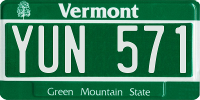 VT license plate YUN571
