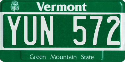 VT license plate YUN572