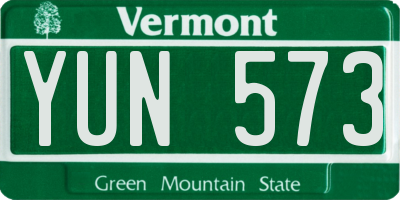 VT license plate YUN573