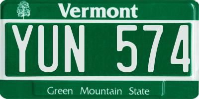 VT license plate YUN574