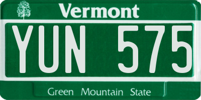 VT license plate YUN575