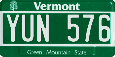 VT license plate YUN576