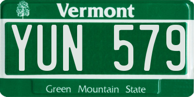 VT license plate YUN579