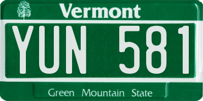VT license plate YUN581