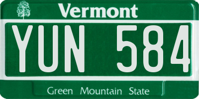 VT license plate YUN584