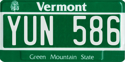 VT license plate YUN586